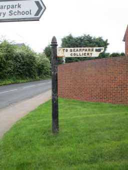 One photograph of Guidepost at south end - pointing towards Bearpark Colliery 2016